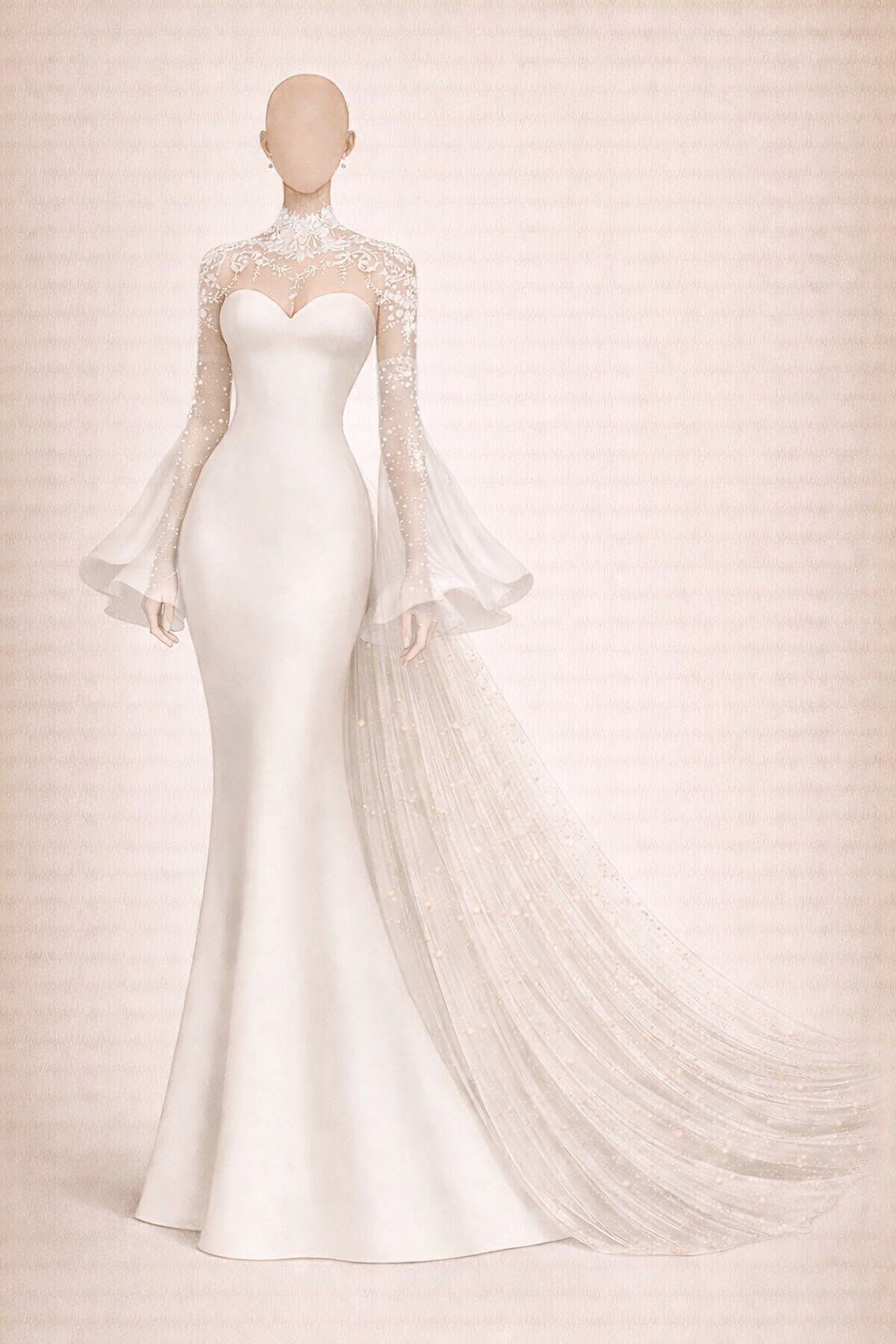 Croquis d’une robe de mariée civile Maison Lari Paris